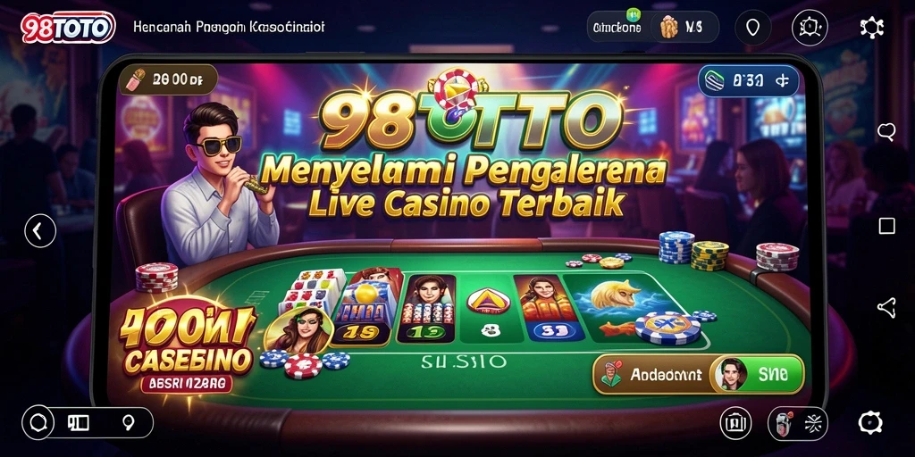 Screenshot utama 98TOTO menampilkan gameplay Live Casino yang seru dan interaktif.