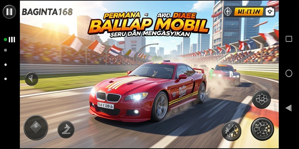 Screenshot dari gameplay balapan seru di BAGINTA168.