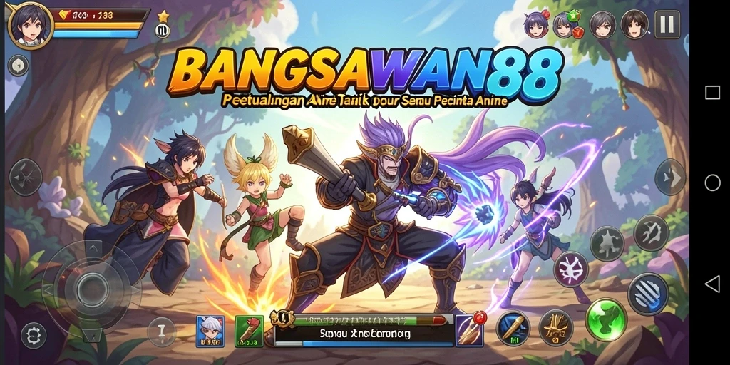 Screenshot gameplay BANGSAWAN88 menampilkan aksi seru dalam dunia anime.