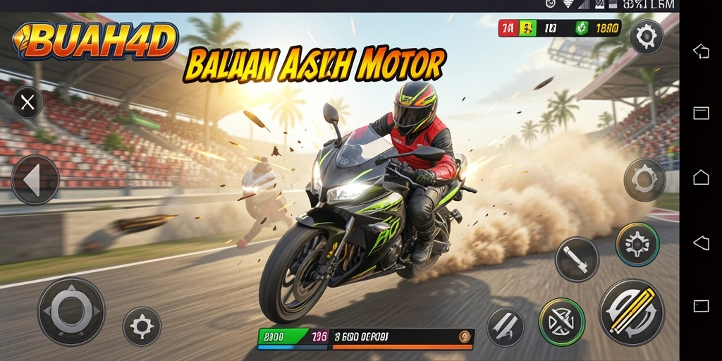 Tampilan gameplay BUAH4D yang menegangkan di lintasan balap.