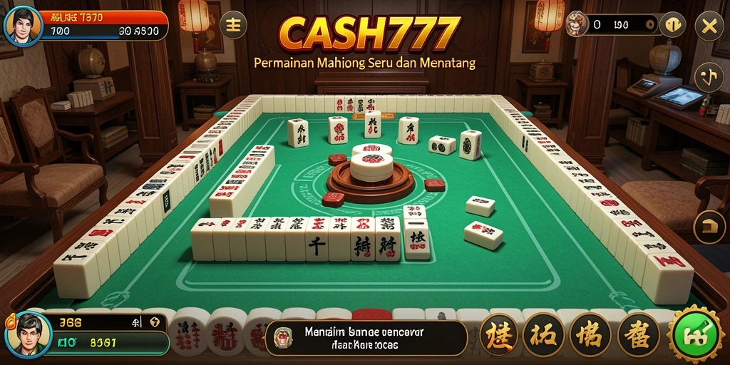 Screenshot gameplay <strong>CASH777</strong> yang menunjukkan papan Mahjong yang menantang.