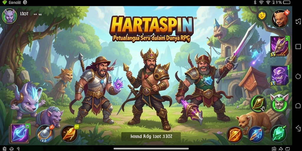 Tampilan gameplay RPG HARTASPIN yang menakjubkan dan seru.