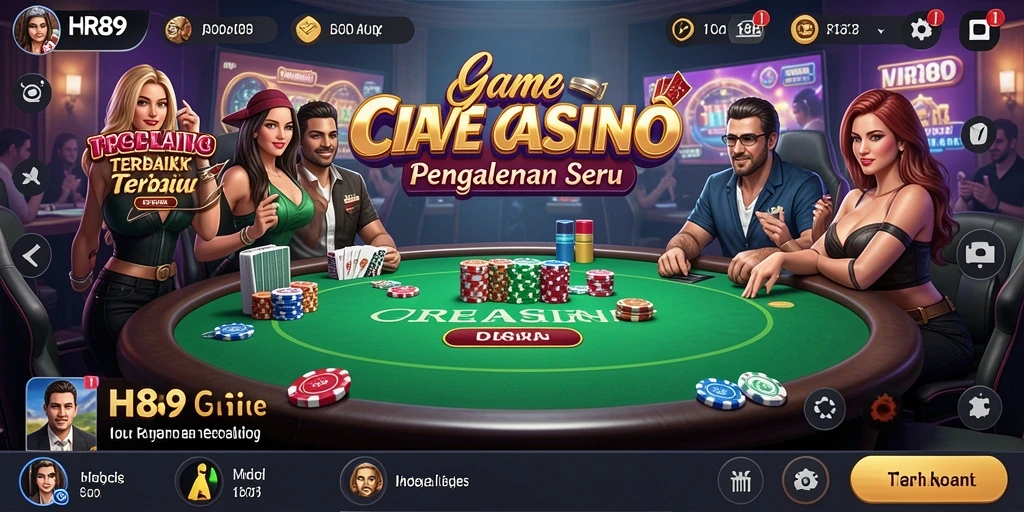 Screenshot gameplay Live Casino HR89 menunjukkan dealer profesional dan suasana kasino yang hidup.