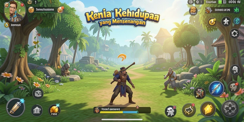 Tampilan gameplay dinamis dari ID098 yang menggambarkan kehidupan sehari-hari.