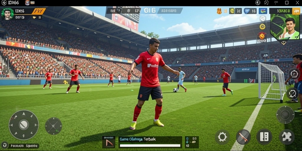 Screenshot gameplay IDX66 menampilkan aksi pertandingan olahraga yang intens.