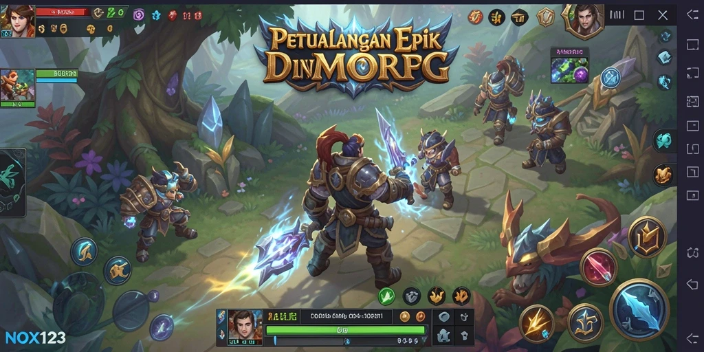 Tampilan epik petualangan dalam gameplay MMORPG NOX123.