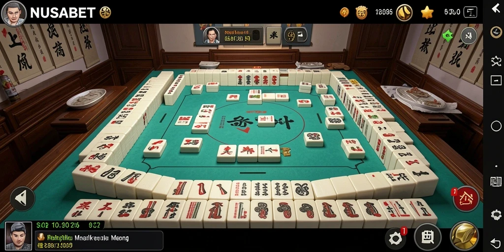 Screenshot gameplay NUSABET yang menampilkan aksi Mahjong dinamis.