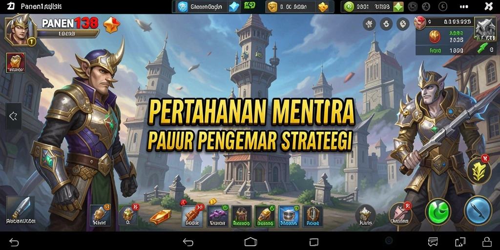 Tampilan seru gameplay Tower Defense PANEN138 dengan variasi menara dan musuh.