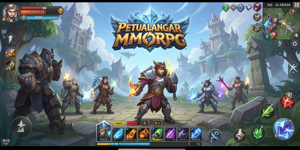Screenshot gameplay RR33 menampilkan aksi pertarungan MMORPG yang mendebarkan.