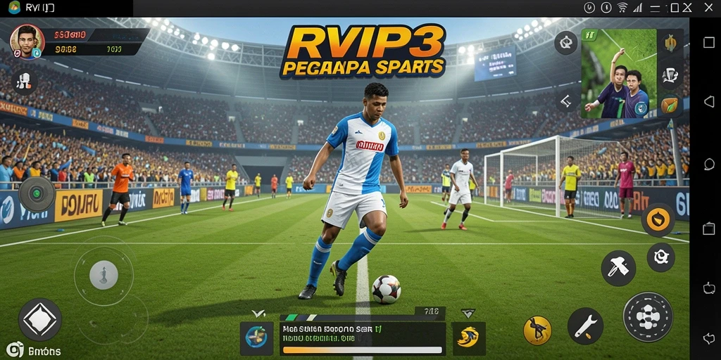 Tampilan gameplay menarik dari RVIP3 menampilkan aksi olahraga seru.