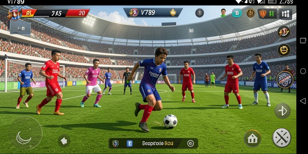 Tangkapan layar menunjukkan aksi pertandingan sepak bola yang mendebarkan.
